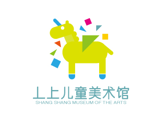 張俊的線條行動物品牌logo－丄上兒童美術(shù)館logo設(shè)計